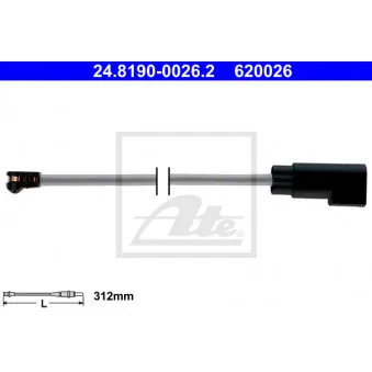 Contact d'avertissement, usure des plaquettes de frein ATE 24.8190-0026.2