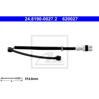 Contact d'avertissement, usure des plaquettes de frein ATE 24.8190-0027.2
