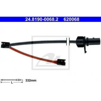 Contact d'avertissement, usure des plaquettes de frein ATE 24.8190-0068.2