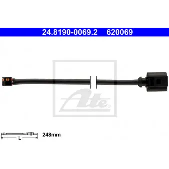 Contact d'avertissement, usure des plaquettes de frein ATE 24.8190-0069.2