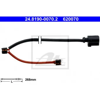 Contact d'avertissement, usure des plaquettes de frein ATE 24.8190-0070.2