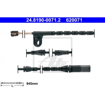 Contact d'avertissement, usure des plaquettes de frein ATE 24.8190-0071.2
