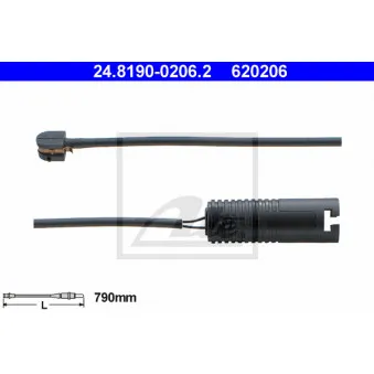 Contact d'avertissement, usure des plaquettes de frein ATE 24.8190-0206.2