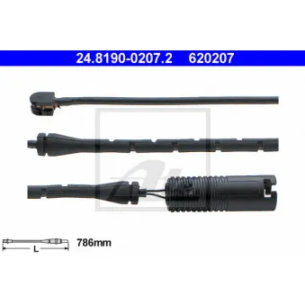 Contact d'avertissement, usure des plaquettes de frein ATE 24.8190-0207.2