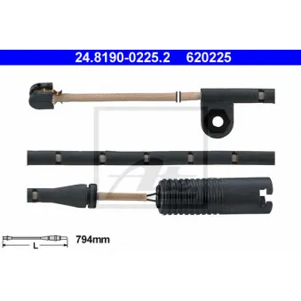 Contact d'avertissement, usure des plaquettes de frein ATE 24.8190-0225.2