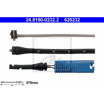 Contact d'avertissement, usure des plaquettes de frein ATE 24.8190-0232.2
