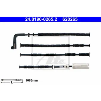 Contact d'avertissement, usure des plaquettes de frein ATE 24.8190-0265.2