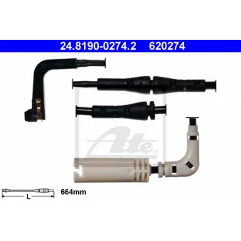 Contact d'avertissement, usure des plaquettes de frein ATE 24.8190-0274.2