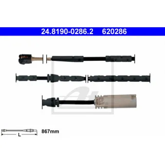 Contact d'avertissement, usure des plaquettes de frein ATE 24.8190-0286.2