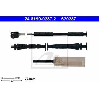 Contact d'avertissement, usure des plaquettes de frein ATE 24.8190-0287.2