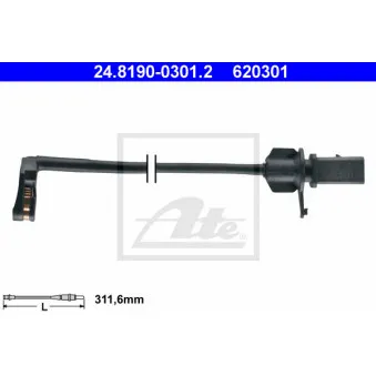Contact d'avertissement, usure des plaquettes de frein ATE 24.8190-0301.2