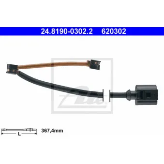 Contact d'avertissement, usure des plaquettes de frein ATE 24.8190-0302.2