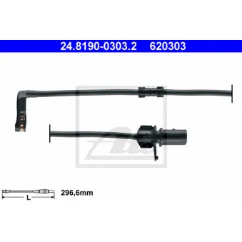 Contact d'avertissement, usure des plaquettes de frein ATE 24.8190-0303.2