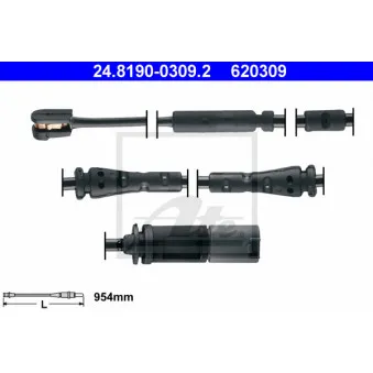 Contact d'avertissement, usure des plaquettes de frein ATE 24.8190-0309.2