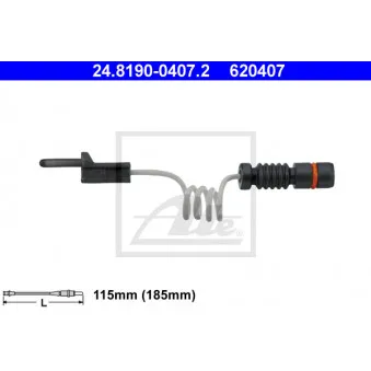 Contact d'avertissement, usure des plaquettes de frein ATE 24.8190-0407.2