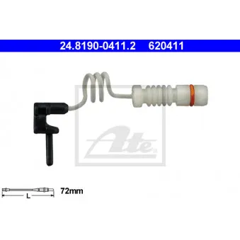 Contact d'avertissement, usure des plaquettes de frein ATE 24.8190-0411.2