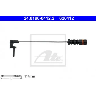 Contact d'avertissement, usure des plaquettes de frein ATE 24.8190-0412.2