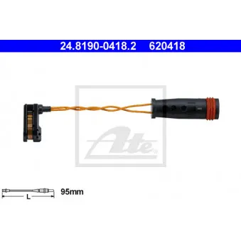 Contact d'avertissement, usure des plaquettes de frein ATE 24.8190-0418.2