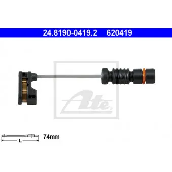 Contact d'avertissement, usure des plaquettes de frein ATE 24.8190-0419.2