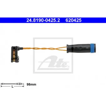 Contact d'avertissement, usure des plaquettes de frein ATE 24.8190-0425.2