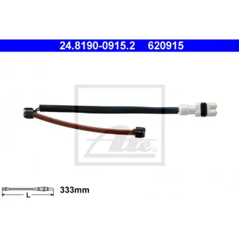 Contact d'avertissement, usure des plaquettes de frein ATE 24.8190-0915.2