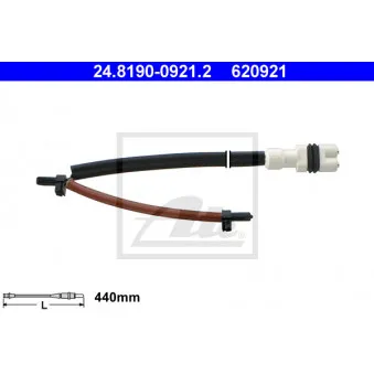 Contact d'avertissement, usure des plaquettes de frein ATE 24.8190-0921.2