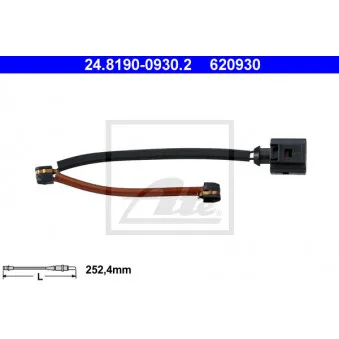 Contact d'avertissement, usure des plaquettes de frein ATE 24.8190-0930.2