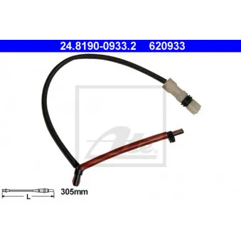 Contact d'avertissement, usure des plaquettes de frein ATE 24.8190-0933.2