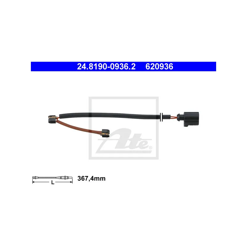 Contact d'avertissement, usure des plaquettes de frein ATE 24.8190-0936.2
