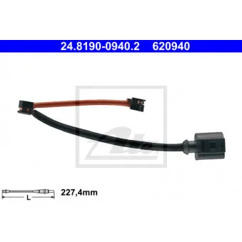 Contact d'avertissement, usure des plaquettes de frein ATE 24.8190-0940.2