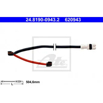 Contact d'avertissement, usure des plaquettes de frein ATE 24.8190-0943.2