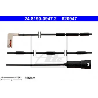 Contact d'avertissement, usure des plaquettes de frein ATE 24.8190-0947.2