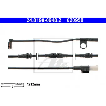 Contact d'avertissement, usure des plaquettes de frein ATE 24.8190-0948.2