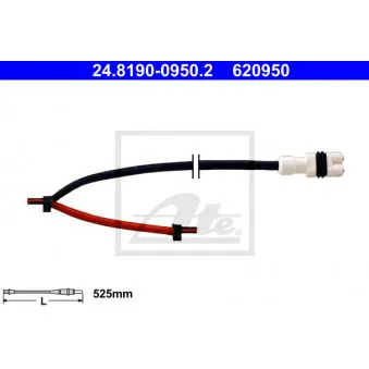 Contact d'avertissement, usure des plaquettes de frein ATE 24.8190-0950.2