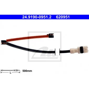 Contact d'avertissement, usure des plaquettes de frein ATE 24.8190-0951.2
