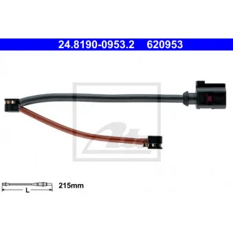 Contact d'avertissement, usure des plaquettes de frein ATE 24.8190-0953.2