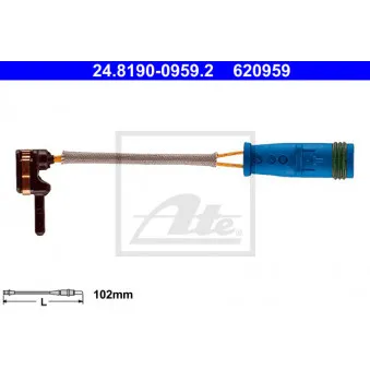 Contact d'avertissement, usure des plaquettes de frein ATE 24.8190-0959.2