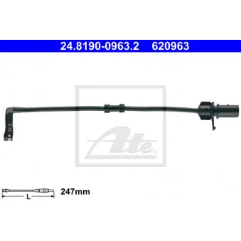 Contact d'avertissement, usure des plaquettes de frein ATE 24.8190-0963.2