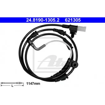 Contact d'avertissement, usure des plaquettes de frein ATE 24.8190-1305.2