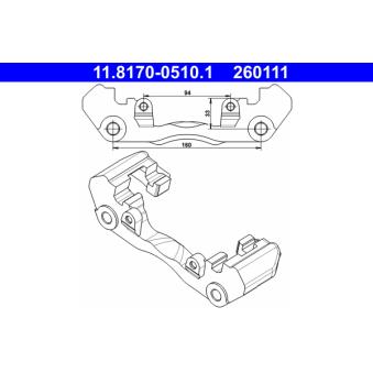 Support, étrier de frein ATE 11.8170-0510.1