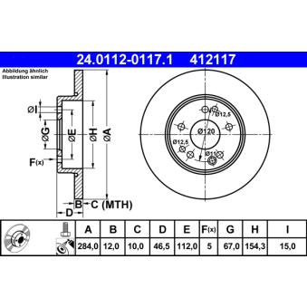 Jeu de 2 disques de frein avant ATE 24.0112-0117.1