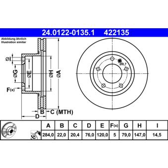 Jeu de 2 disques de frein avant ATE 24.0122-0135.1