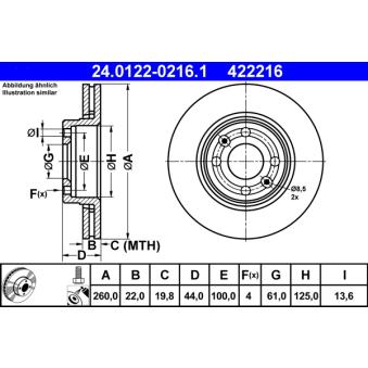 Jeu de 2 disques de frein avant ATE 24.0122-0216.1