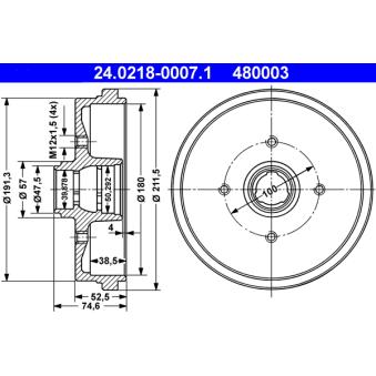 Tambour de frein ATE 24.0218-0007.1