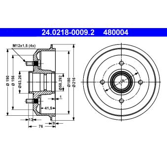 Tambour de frein ATE 24.0218-0009.2