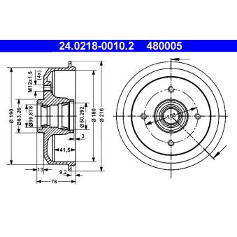 Tambour de frein ATE 24.0218-0010.2