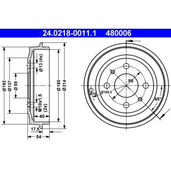 Tambour de frein ATE 24.0218-0011.1