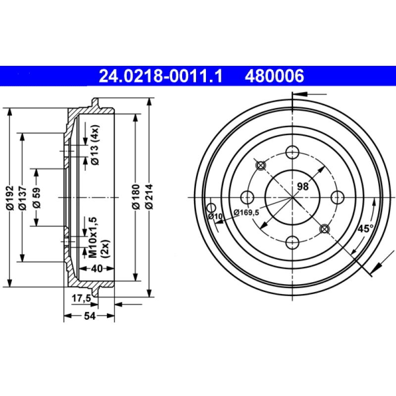 Tambour de frein ATE 24.0218-0011.1 - Visuel 1