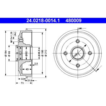 Tambour de frein ATE 24.0218-0014.1