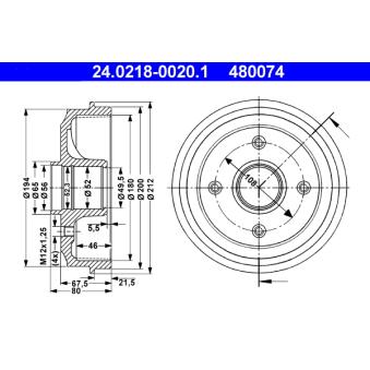 Tambour de frein ATE 24.0218-0020.1